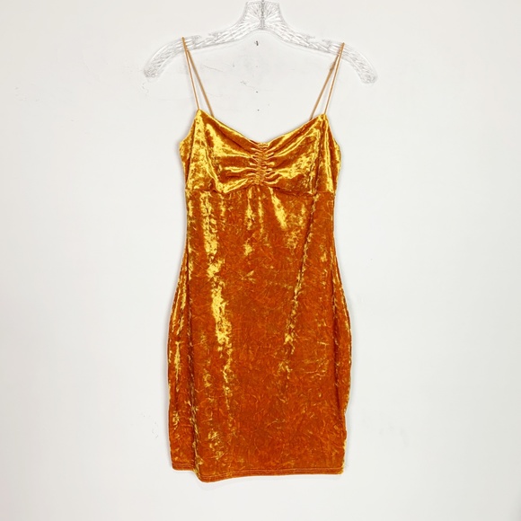 Orange Crushed Velvet Dress 